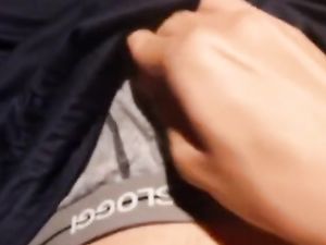 Twink strokes his hard cock for cum then...