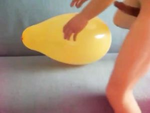 Yellow balloon humping cum